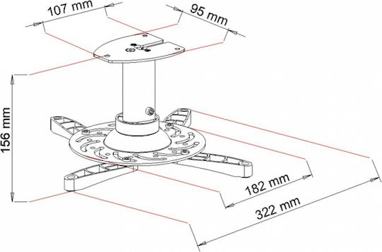 Art Βάση Projector Τοίχου με Μέγιστο Φορτίο 15kg Ασημί