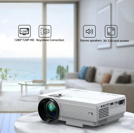ROZA M87 3D Projektor LCD LED-Lampe mit Wi-Fi und Eingebauten Lautsprechern Weiß