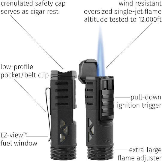 Xikar Tactical 1 Brichetă Rezistentă La Vânt Cu Flacără Tip Jet Gunmetal