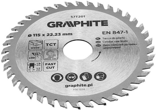 Graphite Καρβιδίου Δίσκος Κοπής με 40 Δόντια 115mm