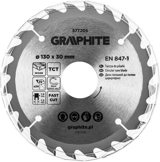 Graphite Carbide Cutting Disc Hole Diameter 130mm with 24 Teeth 1pcs