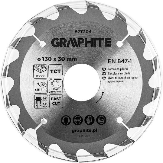 Graphite Carbidului Disc de tăiere cu 16 Dinti 130mm