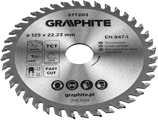 Graphite Carbide Cutting Disc Hole Diameter 125mm with 40 Teeth 1pcs
