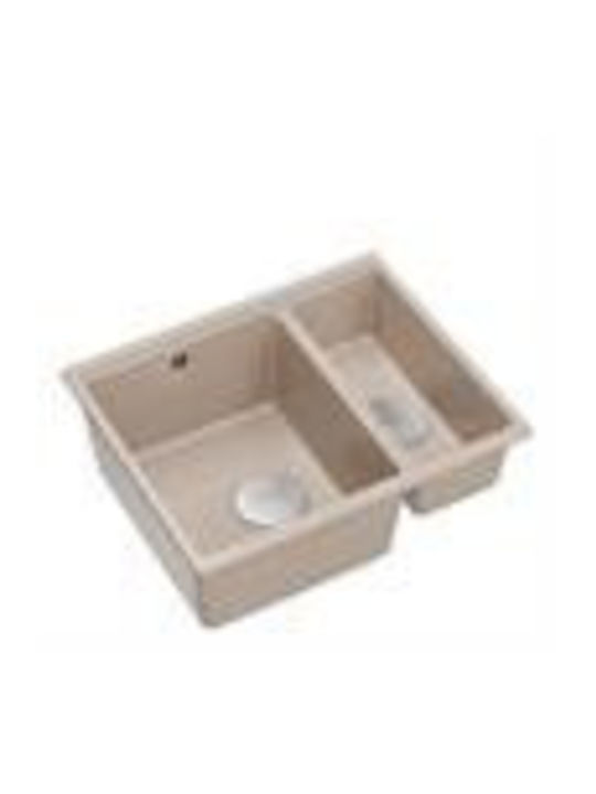 GraniteQ Undermount Sink Inox Brushed W56xD46cm Beige