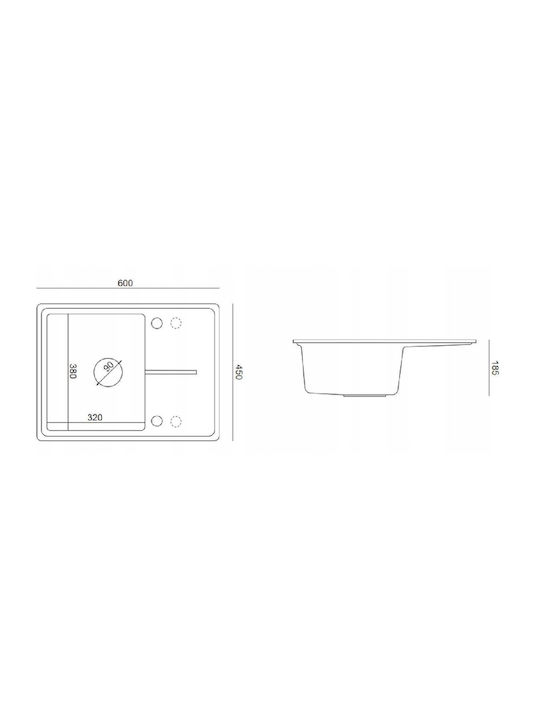 GraniteQ Ένθετος Νεροχύτης Inox Μ60xΠ45cm Ασημί
