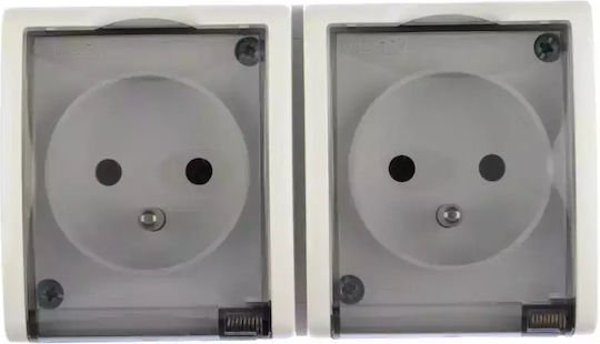 Kontakt-Simon Doppelsteckdose Hermetisch Aquarius Z U 16A IP54 Klappe Transparent Weiß AQGZ1-2/11A