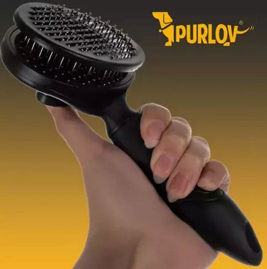 Perie pentru îngrijirea blănii animalelor de companie, cu mâner ergonomic antiderapant, buton pentru îndepărtarea părului de pe peri, ideală pentru clinici veterinare, saloane de toaletaj și utilizare acasă