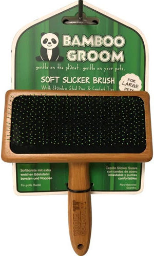 Bamboo Groom Brush Large for Long-Haired Dogs for Coat Grooming Gray