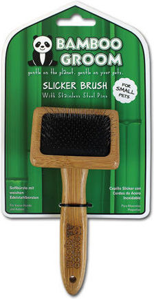 Bamboo Groom Brush Small for Long-Haired Dogs for Coat Grooming Gray