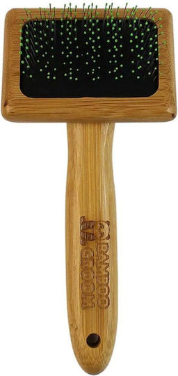 Bamboo Groom Brush Small for Long-Haired Dogs for Coat Grooming Gray