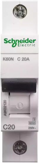 Schneider Electric Automatic Circuit Breaker 20A Single-pole AC A9K02120