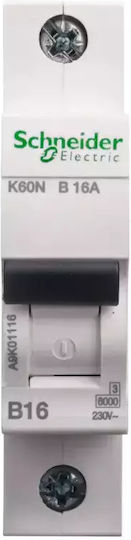 Schneider Electric Automatic Circuit Breaker 16A Single-pole AC A9K01116