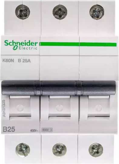 Schneider Electric Automatic Circuit Breaker 25A Triple-pole AC A9K01325