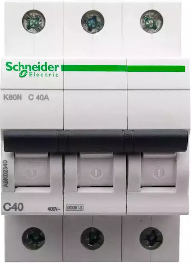 Schneider Electric Automatic Circuit Breaker 40A Triple-pole AC A9K02340