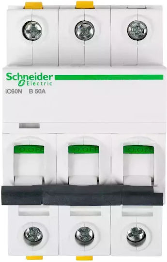 Schneider Electric Automatic Circuit Breaker 50A Triple-pole AC A9F03350
