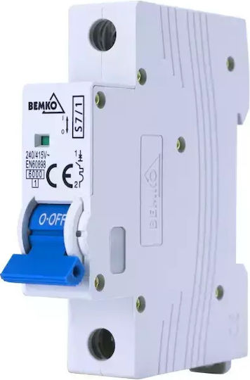 Bemko Αυτόματη Ασφάλεια 6A Μονοπολική AC A00-S7-1P-B06