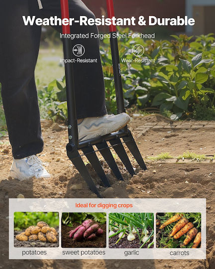 Vevor 5 Tines Broad Fork Garden Tool U-shaped Pitch Fork Gardening Spading