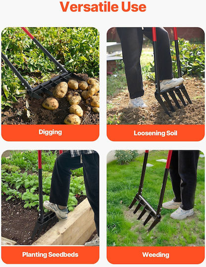 Vevor 5 Tines Broad Fork Garden Tool U-shaped Pitch Fork Gardening Spading