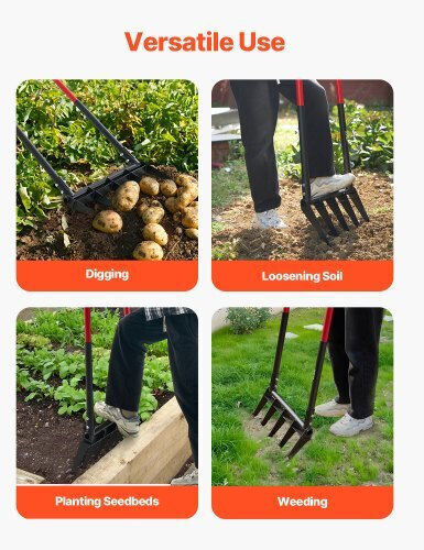 Vevor 5 Tines Broad Fork Garden Tool U-shaped Pitch Fork Gardening Spading