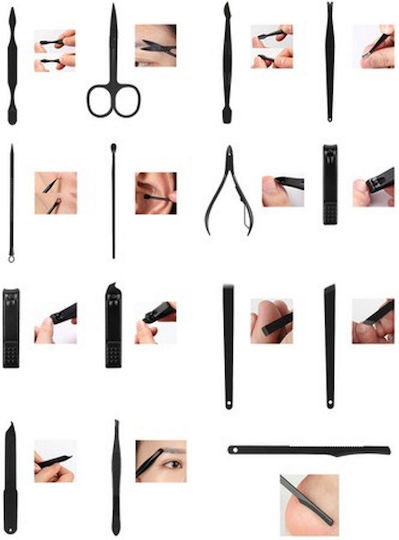 Idealstore Tungsteel Manicure Pedicure Set 15 Pieces Allergy-free Highest Quality Steel Universal Use Sturdy Case