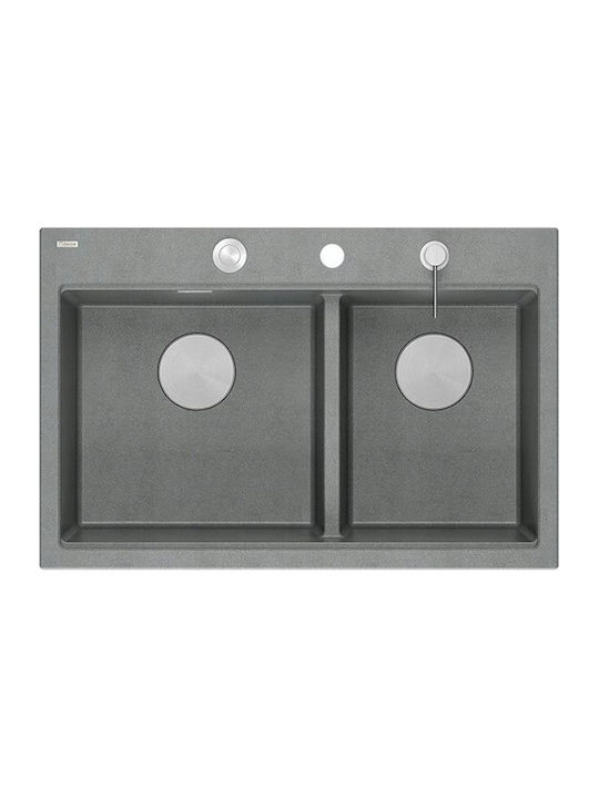 GraniteQ Drop-In Chiuvetă Inox L76xW50cm Argintiu