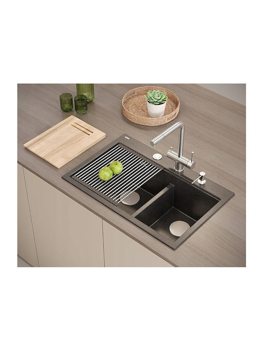 GraniteQ Drop-In Chiuvetă Inox L76xW50cm Argintiu