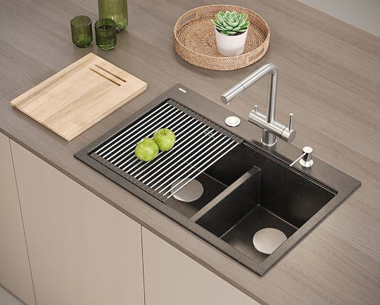 GraniteQ Drop-In Chiuvetă Inox L76xW50cm Argintiu
