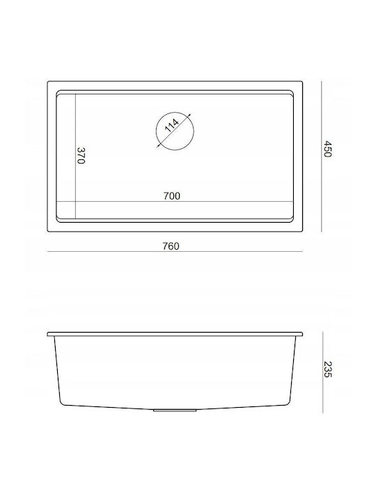 GraniteQ Undermount Sink Inox W76xD45cm Beige