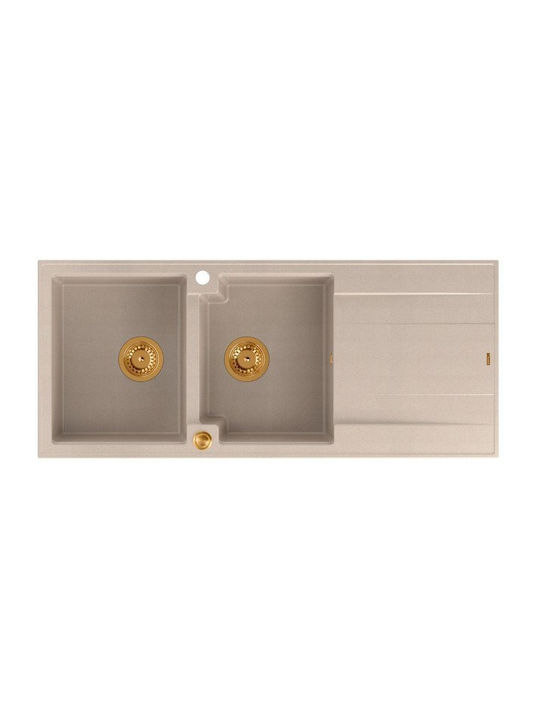GraniteQ Drop-In Spüle aus Verbundgranulat B116xT50cm Beige