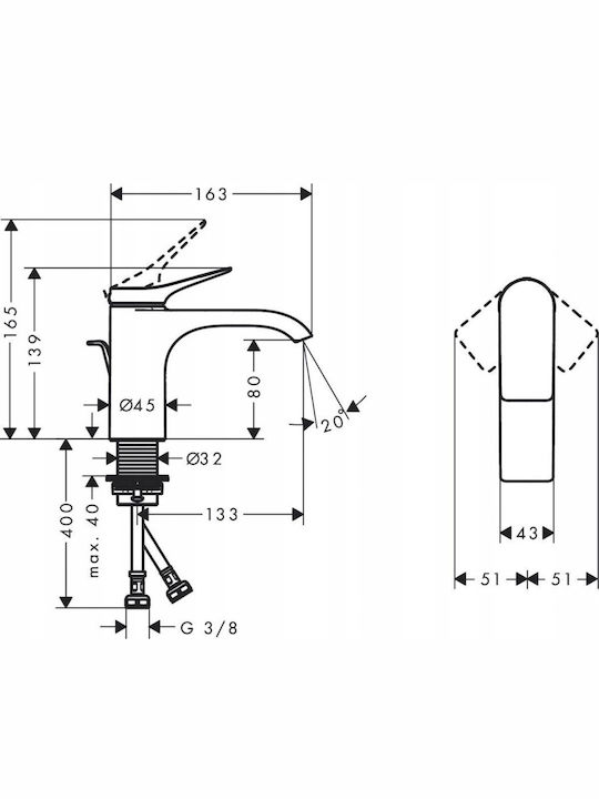 Hansgrohe Αναμεικτική Μπαταρία Νιπτήρα Λευκή
