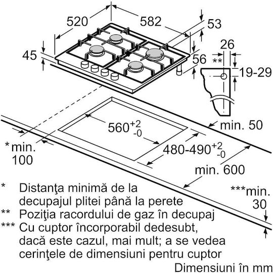 Bosch Serie 6 Natural Gas Cooktop Autonomous 60x52εκ. Silver