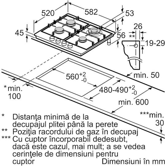 Bosch Serie 4 Erdgas-Kochfeld Autonom 60x52εκ. Silber