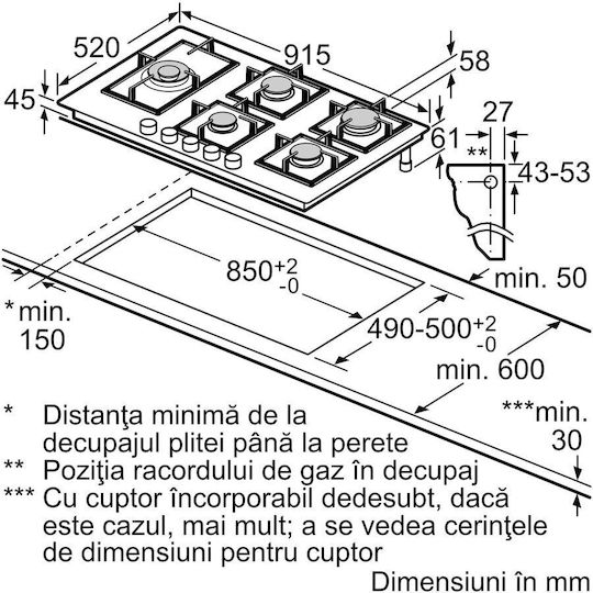 Bosch Serie 8 Erdgas-Kochfeld Autonom 91.5x52εκ.