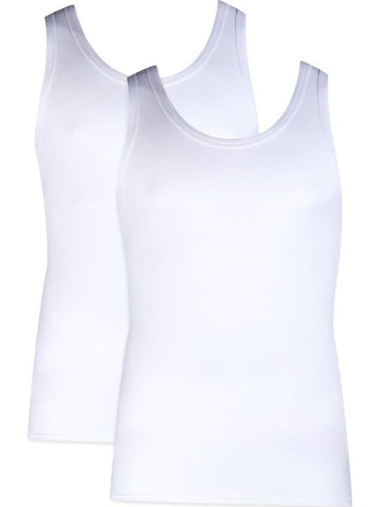 90-12014 Men's Sleeveless Undershirts White 2Pack