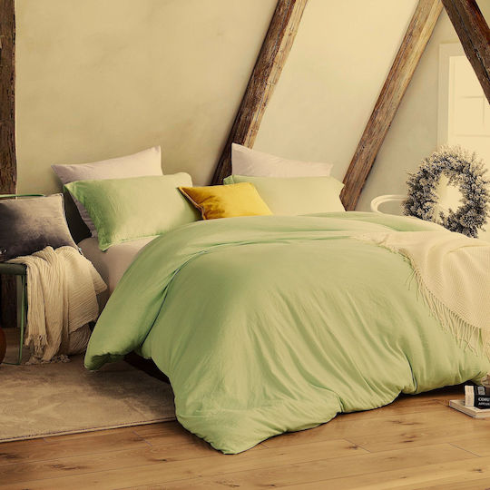 Kotonia Home Cearceafuri Pentru Hotel King Size 100% Bumbac Deluxe Satin Damasc Verde Fistic