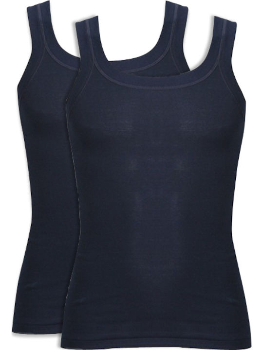 Men's Undershirts Sleeveless in Navy Blue Color 2Pack