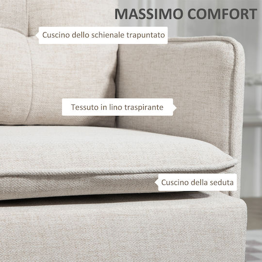 HomCom Doppelsitzer Sofa Weiß Crem 139x68x80cm