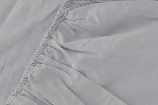 Detexpol Σεντόνι Υπέρδιπλο με Λάστιχο 160x200εκ. Light Gray