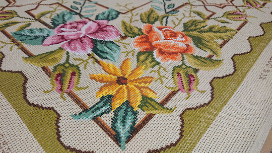 Gobelin L Knossos Ηλιαχτίδα Beige Embroidery 100x100cm