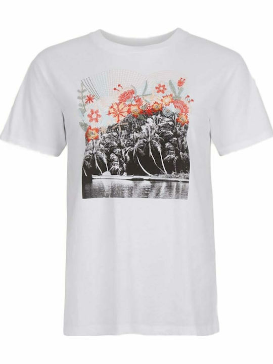 Γυναικείο T-shirt Floral Λευκό