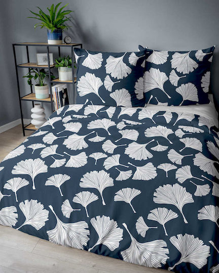 Detexpol Set Bettbezug Baumwolle 160x200cm Einzel mit 2 Kissenbezügen Blau