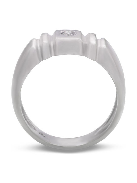 Savvas Design Ring with Zircon made of White gold 14K