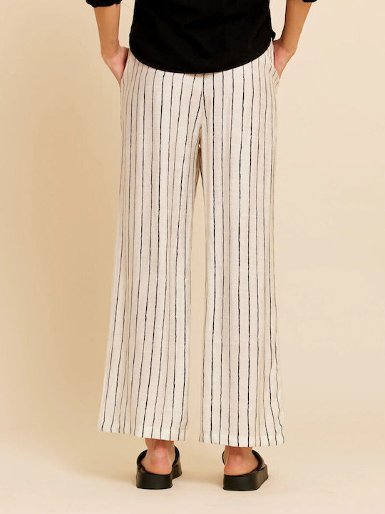 Dama Tesatura Pantaloni Cu dungi Black