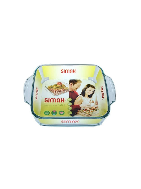 Simax Pătrat Vas de Gătit Rezistent la Căldură Sticlă cu Capac 1600ml 1buc