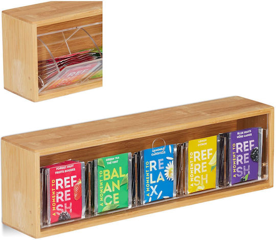 Relaxdays Tea Box with Lid Wooden 11.5x8x39cm