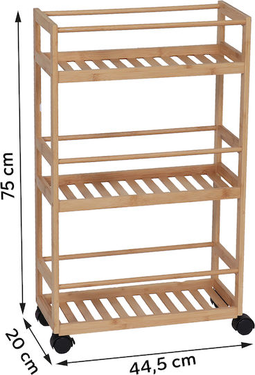Eurocasa Floor Bathroom Shelf Bamboo with 3 Shelves 45x20x75cm Beige