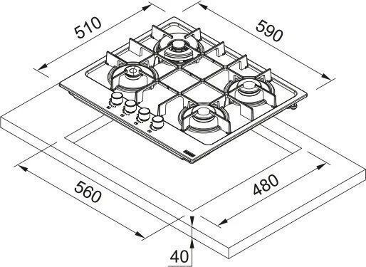 Franke Maris FHMA 604 3G DC BK C Natural Gas Cooktop Autonomous 56x48εκ.