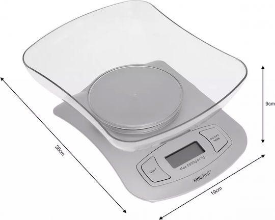 KING Hoff Digital Kitchen Scale with Bucket up to 5kg White