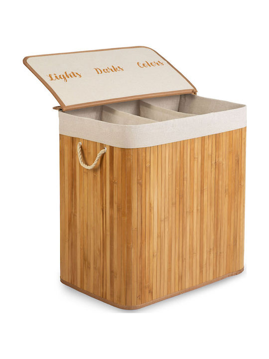 Massido Coș De Rufe Din Bambus 150lt Cu Capac 61x62x42cm Bej