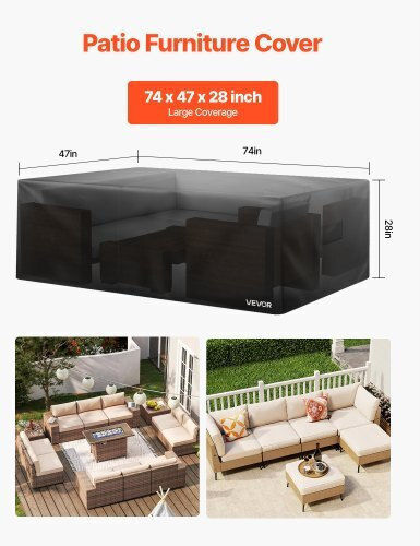 Vevor Waterproof Protective Sofa Cover 188x120x71cm In Black Color